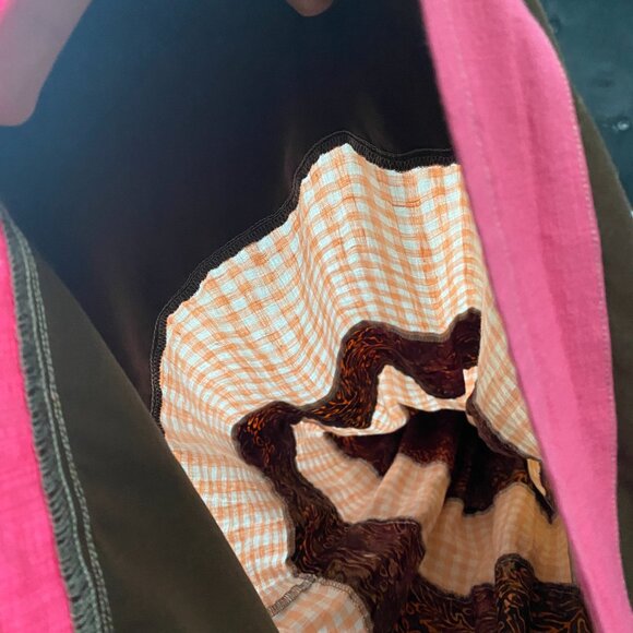 Handmade Plus Size Linen Cotton Batik Pink Multicolour Peasant Dress - Picture 15 of 16